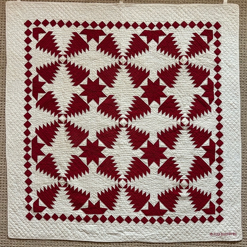 Elegant Red and White Quilted Bedspread